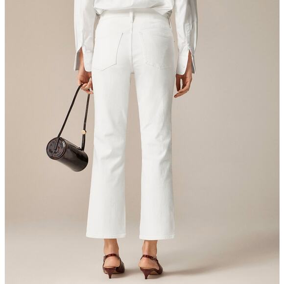 J.Crew 2003 Petite Mid-Rise Kickout Jeans WMNS 26P White Denim Stretchy Zip Fly - Picture 2 of 7